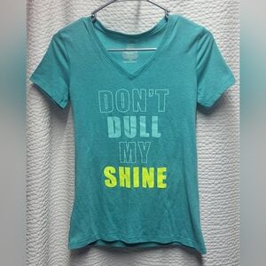 Danskin Now Teal and Lime Graphic Tee